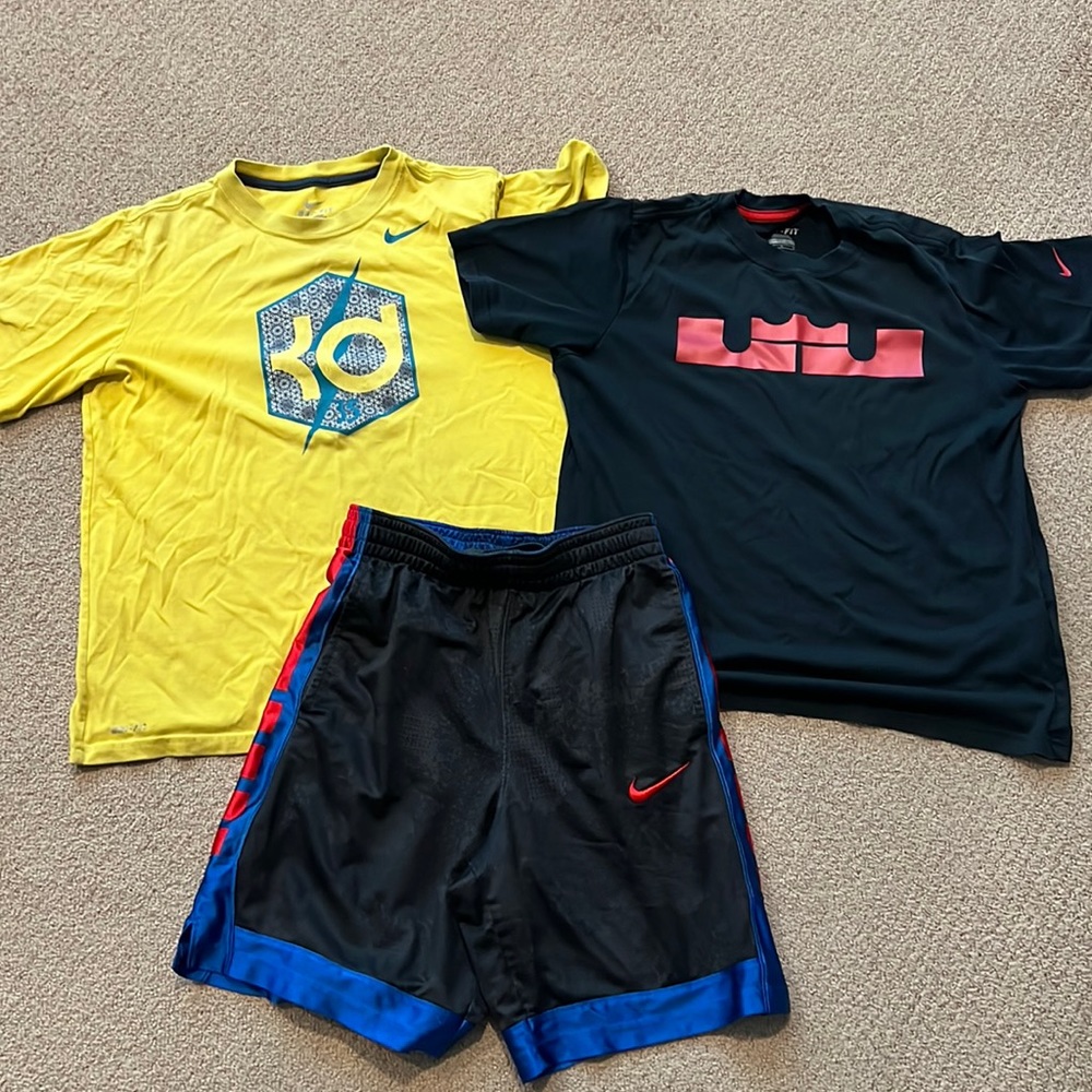 Nike Youth Large Lebron and KD Dri Fit and basketball shorts bundle
